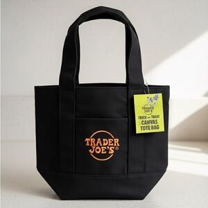 NWT Trader Joe’s Halloween Mini Canvas Tote Bag - Rare Black & Orange